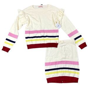 New! NWT BCBG Girls Striped Sweater Skirt Set XL